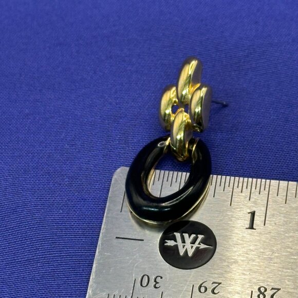 VTG Givenchy Black & Gold-Tone Door-Knocker Post Earrings - Picture 10 of 13